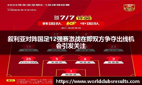 叙利亚对阵国足12强赛激战在即双方争夺出线机会引发关注